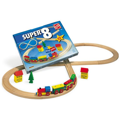 512laqae0oL Heros 33 Pieces Wooden Toy Train Set Super 8 with Magnetic Pieces