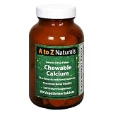 A to Z Naturals Chewable Calcium, Natural Citrus Flavor, Vegetarian, 60 Tablets, (Pack of 3)