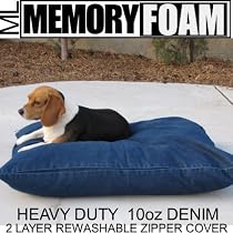 MEDIUM LARGE Durable Memory Foam PET DOG BED + 1 additional replacement denim cover
