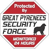 GREAT PYRENESE SECURITY FORCE サインボード：グレートピレニーズ ２４時間監視中 セキュリティ 英語 看板 MADE IN U.S.A [並行輸入品]