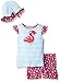 Gerber Little Girls' Toddler Three-Piece Shirt, Bloomer and Tulip Hat Set, Flamingo, 3T