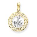 14k & Rhodium Aquarius Zodiac Pendant
