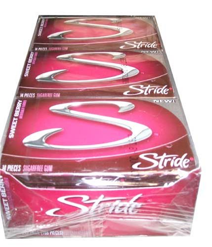 Stride Sweet Berry Gum, (12-14 Stick Packs) by Sugar-Free Candy