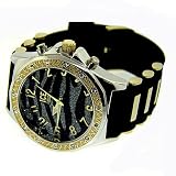 luxury mens Two Tone Iced Out Zebra Bling Watch