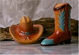 Cowboy Hat and Boot Salt and Porcelain Pepper Shakers