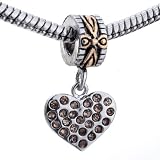 Pugster Yellow Crystal Embeded Heart Dangle Gift Love Beads Fits Pandora Charm Bracelet