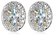 18k Yellow Gold Overlay Sterling Silver Topaz & Diamond Accent Oval Earrings