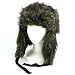 All Faux Fake Fur Animal Print Thick Trooper Trapper Pilot Ski Tie Cap Hat Black