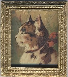 Dollhouse Artwork Framed Picture of a Vintage Cat