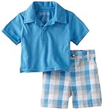 Kenneth Cole Baby boys Infant Mozaic Polo And Plaid Short Blue 24 Months