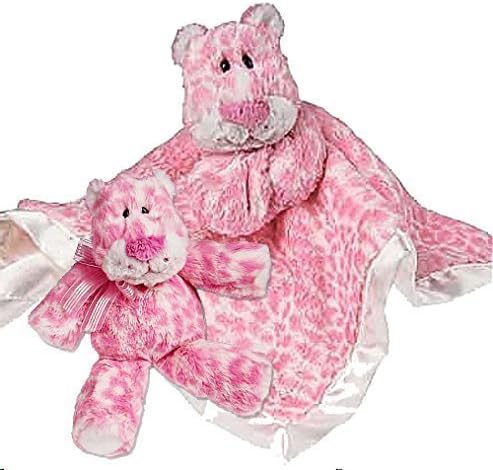 Mary Meyer Marshmallow Zoo, Plush Lovey Leopard Cuddle Blanket and Matching Leopard Rattle - (Set of 2 items)