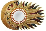 Red Tan & Blue Crackle Finish Sun & Moon Wall Mirror