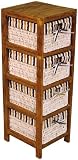 Hansen Korb 3403/4 Holzregal mit 4 Maisstrohk&ouml;rben / mit braun/beige gestreiftem Stoff / B 27 T 30 H 81 cm