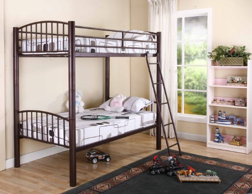 Bronze Finish Metal Twin Size Convertible Bunk Bed