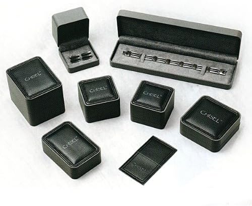 Chisel ~ Stainless Steel Dog Tag Design Polished and Satin w/Black CZ Accent 20" Necklace