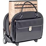 Mcklein 15.4 Glen Ellyn Black Italian Leather Detachable-Wheeled Ladies' Notebook Briefcase