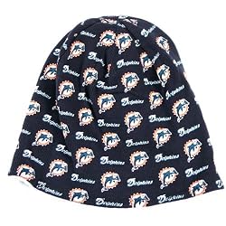 Miami Dolphins Reversible (Solid White) All Over Print Knit Beanie for Women
