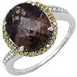 3.75 Carat Genuine Smoky Topaz and 0.25 ct. t.w. Genuine Diamond Accents Sterling Silver Ring