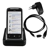mumbi USB Dock HTC 7 Mozart Dockingstation / Tischladestation DUO mit EXTRA Akkufach und USB Datenkabel + Netzteil + Adapter Mini USB auf Microvon "mumbi"