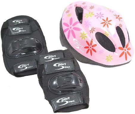 Sport DirectTM Mountain Bicycle Helmet &amp; Saftey Pads Set Childs Childrens Pink Girls