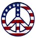 Peace Sign Embroidered Patch American Flag Anti-War Hippie Iron-On Symbol Stars Stripes