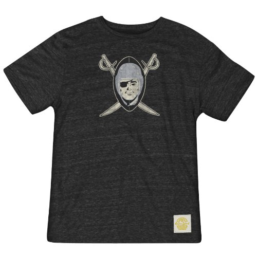 NFL Men's Oakland Raiders Bigger Better Retro Logo Tri-Blend Tee (Black, Large)