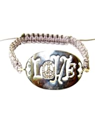 Sterling Silver Diamond Pave Macrame Bracelet Handmade Jewelry