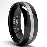 8MM Two Tone Black Tungsten Ring Wedding Band Sizes 7 to 12