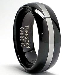 8MM Two Tone Black Tungsten Ring Wedding Band Size 7