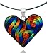 Sterling Silver Dichroic Glass Red and Blue Swirl...
