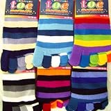 6 Pairs Girls Bright Stripey toe socks size 10-3