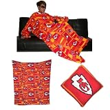 NFL Kansas City Chiefs Large Throw Blanket With Sleeves that folds into a Couch Pillow - Red & Yellow at Amazon.com