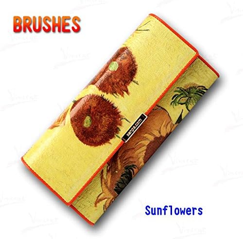 Oh My Lady* Van Gogh's Oil Painting Masterpiece (Sunflowers) Genuine Leather 3D Wallet - Gift Boxed with Gift Card