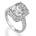 Sterling Silver Ring Cushion Cut Cubic Zirconia CZ Fancy Wedding Engagement Ring