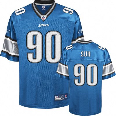 Ndamukong Suh #90 Detroit Lions 48(M) Reebok Onfield Authentic Blue Jersey