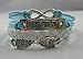 Vintage Silver Infinite Best Friend Owl Karma Bracelet Blue Knit Rope Handmade