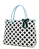 Large Quilted Circle Print Tote Bag – Blue/Black