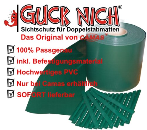 Sichtschutz Guch Nich für Doppelstabmatten, Blickdicht, Zaun, Zäune, Gartenzaun 35m RAL6005/grün