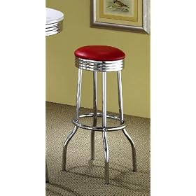 Coaster Retro Nostalgic Style Bar Stools, 29-Inches Height, Red, Set of 2 by Coaster Home Furnishings
