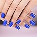 False Nails by Bling Art Blue Matte French Manicure Fake Medium Tips with Glue