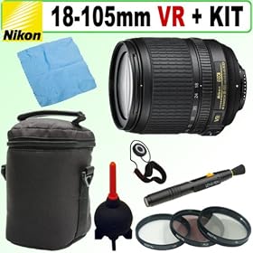 Nikon 18-105mm f/3.5-5.6 AF-S DX VR ED Nikkor Lens + Deluxe Accessory Kit