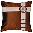 Decorative Handmade Silky Brown & Beige Cushion Cover / Pillow Sham - Sunflower & Ribbon Design