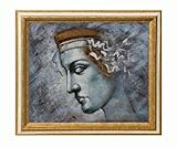 Art Reproduction Oil Painting - Classical: Athena with Tuscan Crackle Frame - Gold Finished Wood with White Crackle Accent - 26