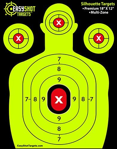 EASYSHOT Shooting Targets 18 X 12 inch. Shots are Easy to See with Our High-Vis Neon Yellow & Red Colors. Thick Silhouette Paper Sheets for Pistols, Rifles, BB Guns, Airsoft, Pellet Guns & More.