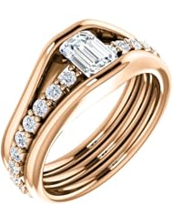 18K Rose Gold Emerald Cut Diamond Ring -- LIFETIME WARRANTY