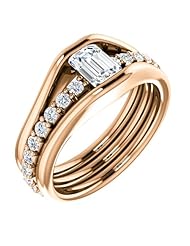 10K Rose Gold Emerald Cut Diamond Ring -- LIFETIME WARRANTY
