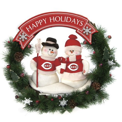Pack of 2 MLB Cincinnati Reds Snowmen Christmas Wreaths