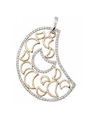 14K Two-Tone Gold Diamond Moon Pendant (0.65 Cttw, F Color, VS Clarity)