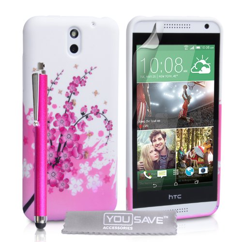 Yousave Accessories HTC Desire 610 Case Floral Bee Silicone Gel Cover With Stylus Pen