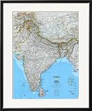 Map of India Maps Framed Art Poster Print, 29x35